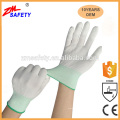 Großhandel Fünf-Finger-Polyurethan beschichtet Nylon Polyester Gestrickte PU Top Fit Handschuhe für Elektronik Montage